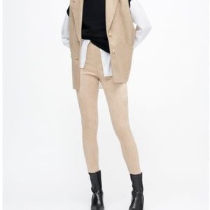 Zara Beige Faux Suede Leggings